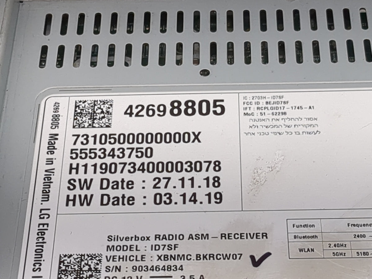 2020-2022 Chevrolet Spark Radio AM FM Cd Player Receiver Replacement P/N:42698805 ID7SF, BEJID7SF Fits Fits 2020 2021 2022 O