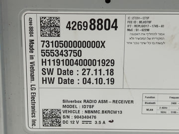2019-2019 Chevrolet Spark Am Fm Cd Player Radio Receiver