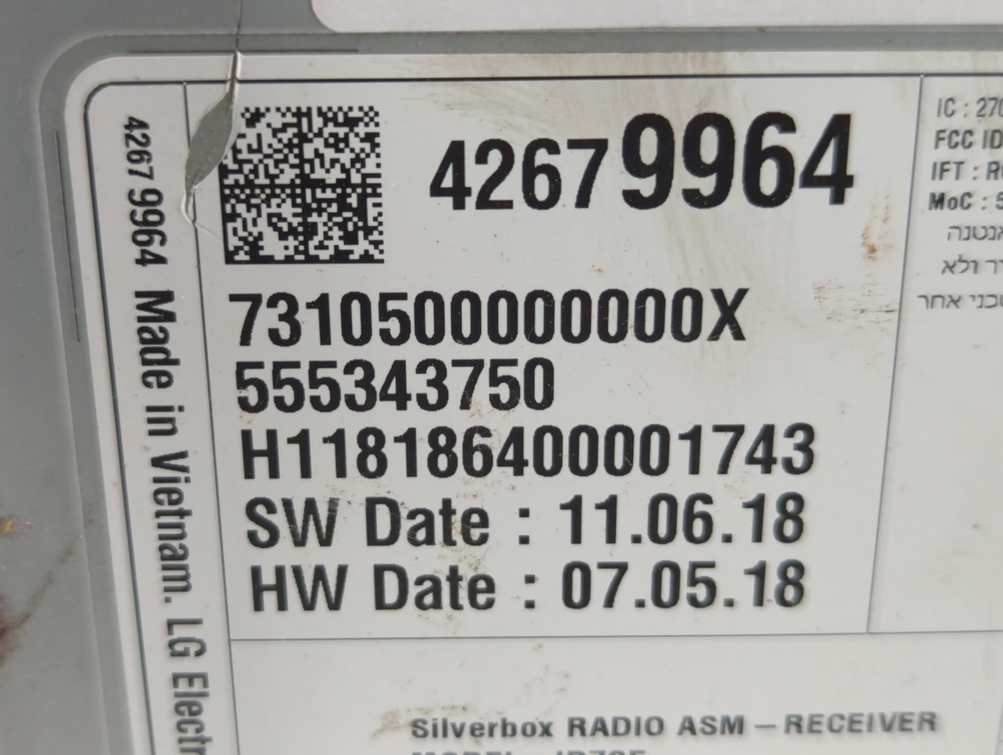 2019 Chevrolet Spark Radio AM FM Cd Player Receiver Replacement P/N:42698804 42670573 Fits OEM Used Auto Parts - Oemusedauto