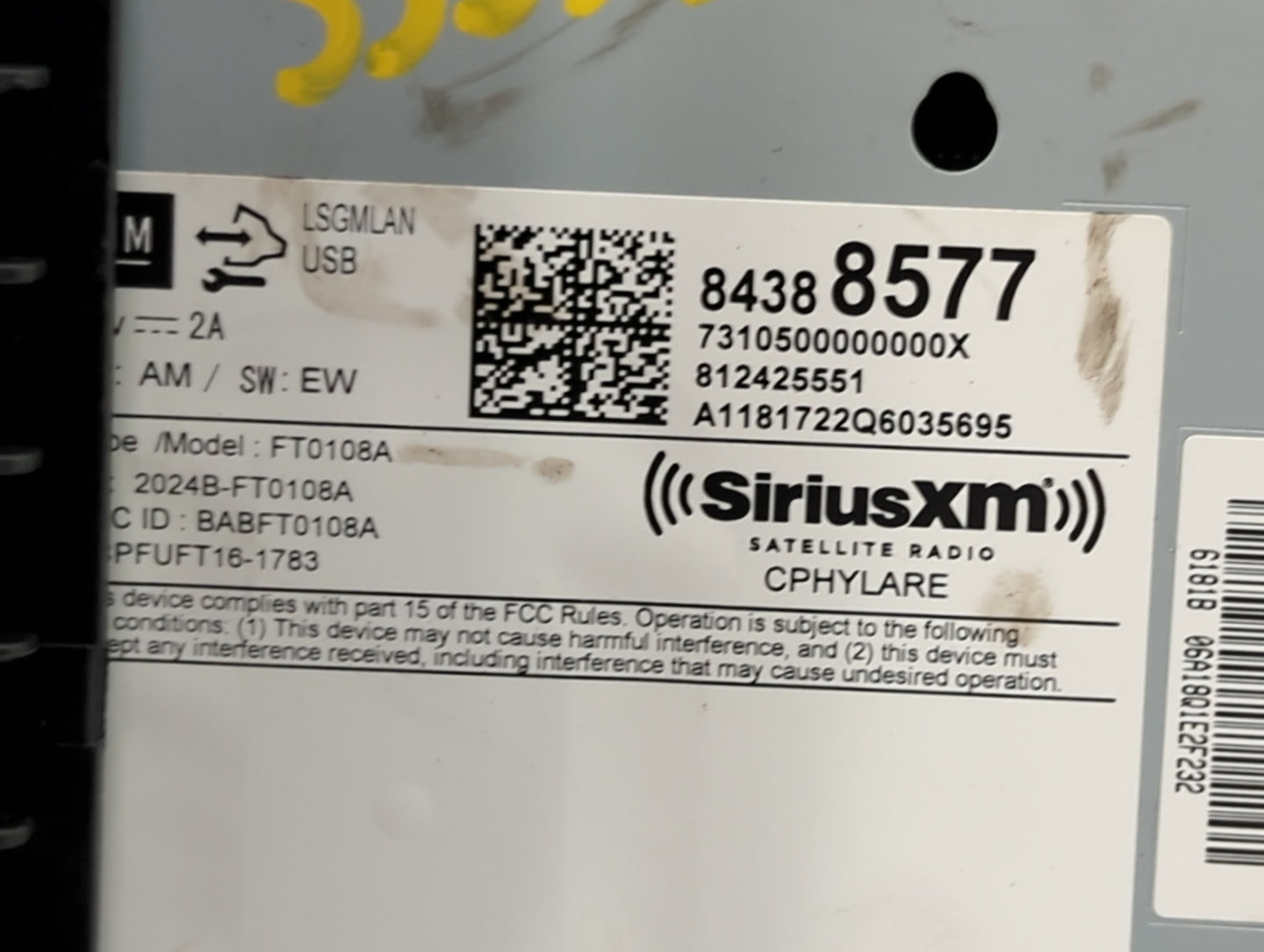 2018-2019 Chevrolet Trax Radio AM FM Cd Player Receiver Replacement P/N:84388577 FT0108A, 2024B-FT0108A Fits Fits 2018 2019 