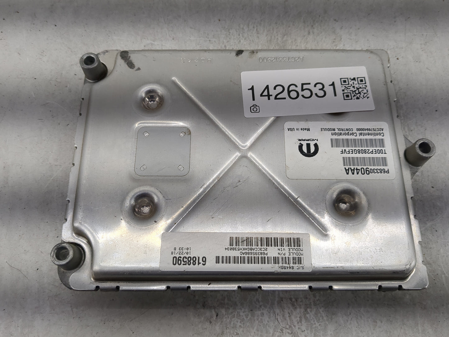 2018-2019 Chrysler 300 PCM Engine Control Computer ECU ECM PCU OEM P/N:P68330904AA Fits Fits 2018 2019 OEM Used Auto Parts -