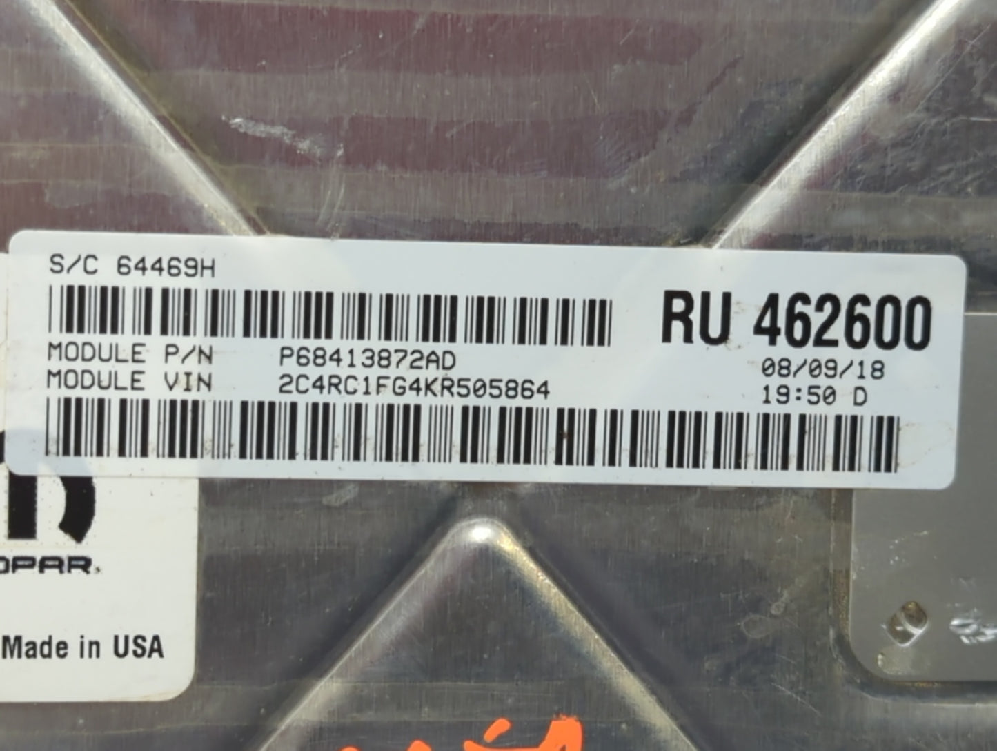 2018-2019 Chrysler Pacifica PCM Engine Control Computer ECU ECM PCU OEM P/N:P68330910AA Fits Fits 2018 2019 2020 OEM Used Au