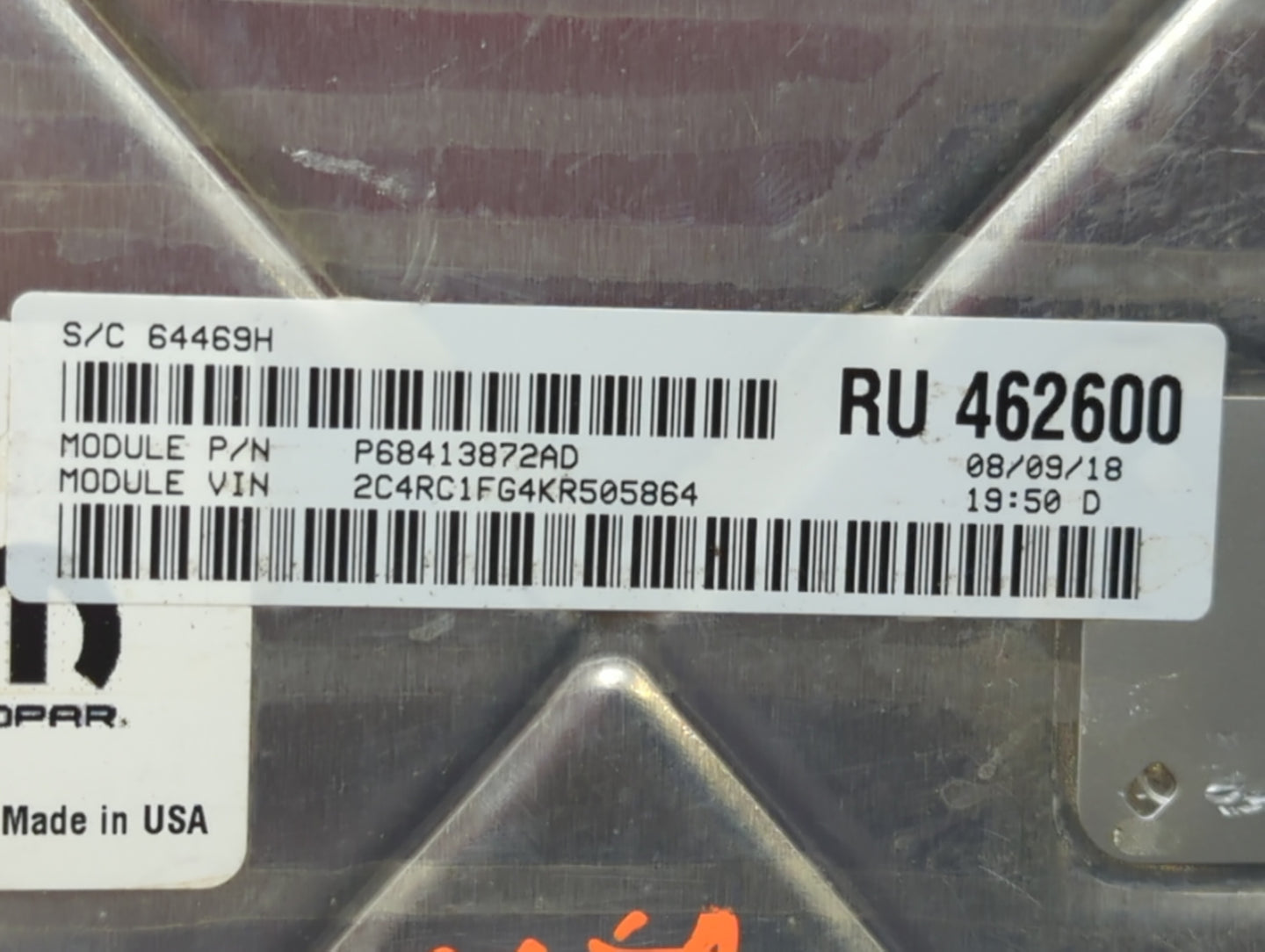 2018-2019 Chrysler Pacifica PCM Engine Control Computer ECU ECM PCU OEM P/N:P68330910AA Fits Fits 2018 2019 2020 OEM Used Au