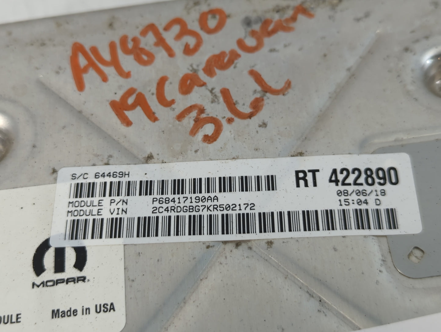 2019 Dodge Caravan PCM Engine Control Computer ECU ECM PCU OEM P/N:P68417190AA P68243295AB Fits Fits 2016 2017 2018 2020 OEM