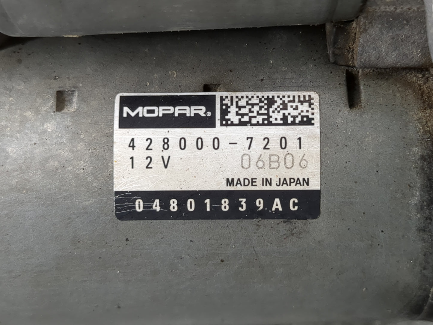 2019 Dodge Caravan Car Starter Motor Solenoid OEM P/N:428000-7201 04801839 Fits OEM Used Auto Parts - Oemusedautoparts1.com