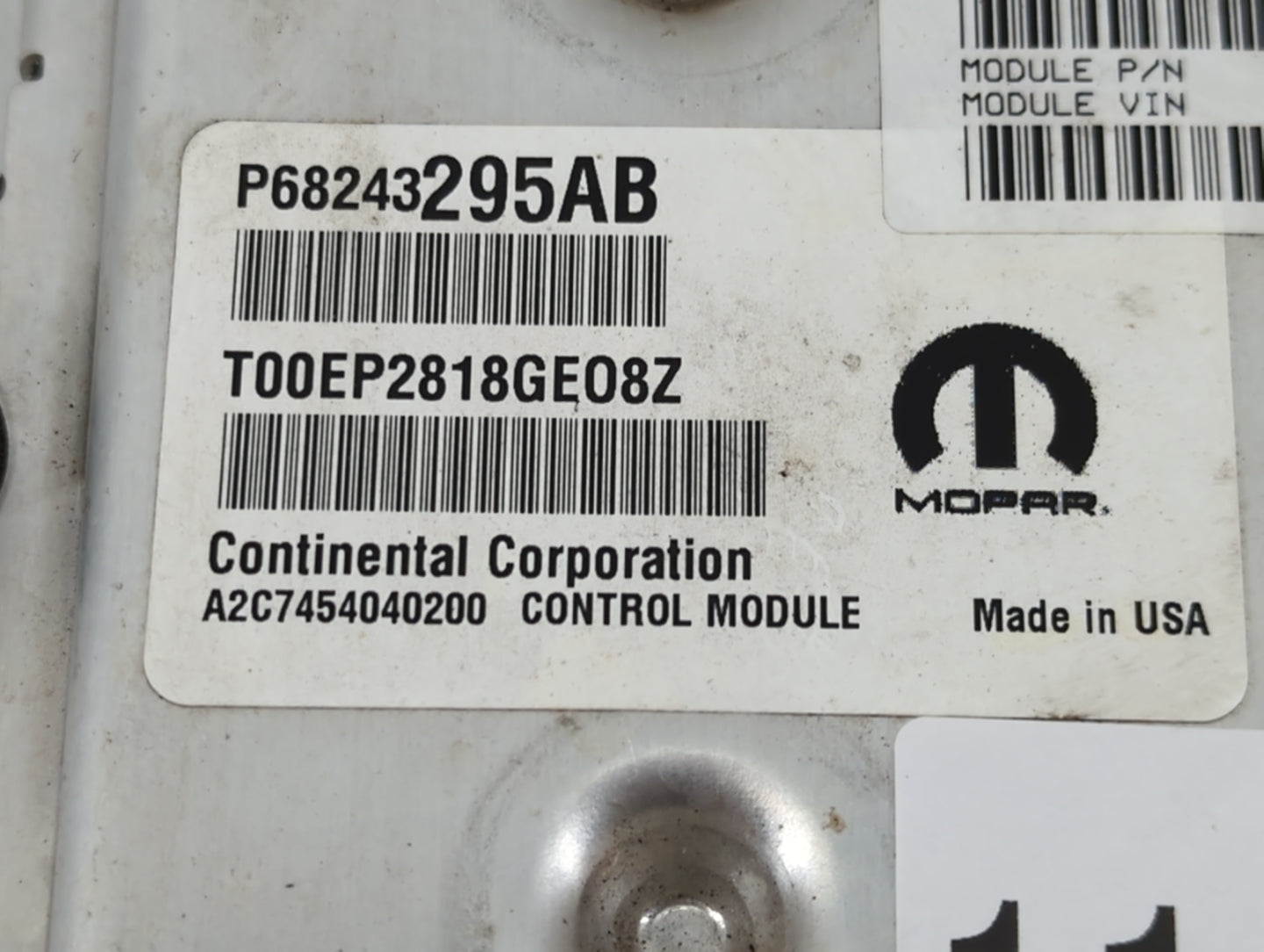 2019 Dodge Caravan PCM Engine Control Computer ECU ECM PCU OEM P/N:P68243295AB Fits Fits 2016 2017 2018 2020 OEM Used Auto P