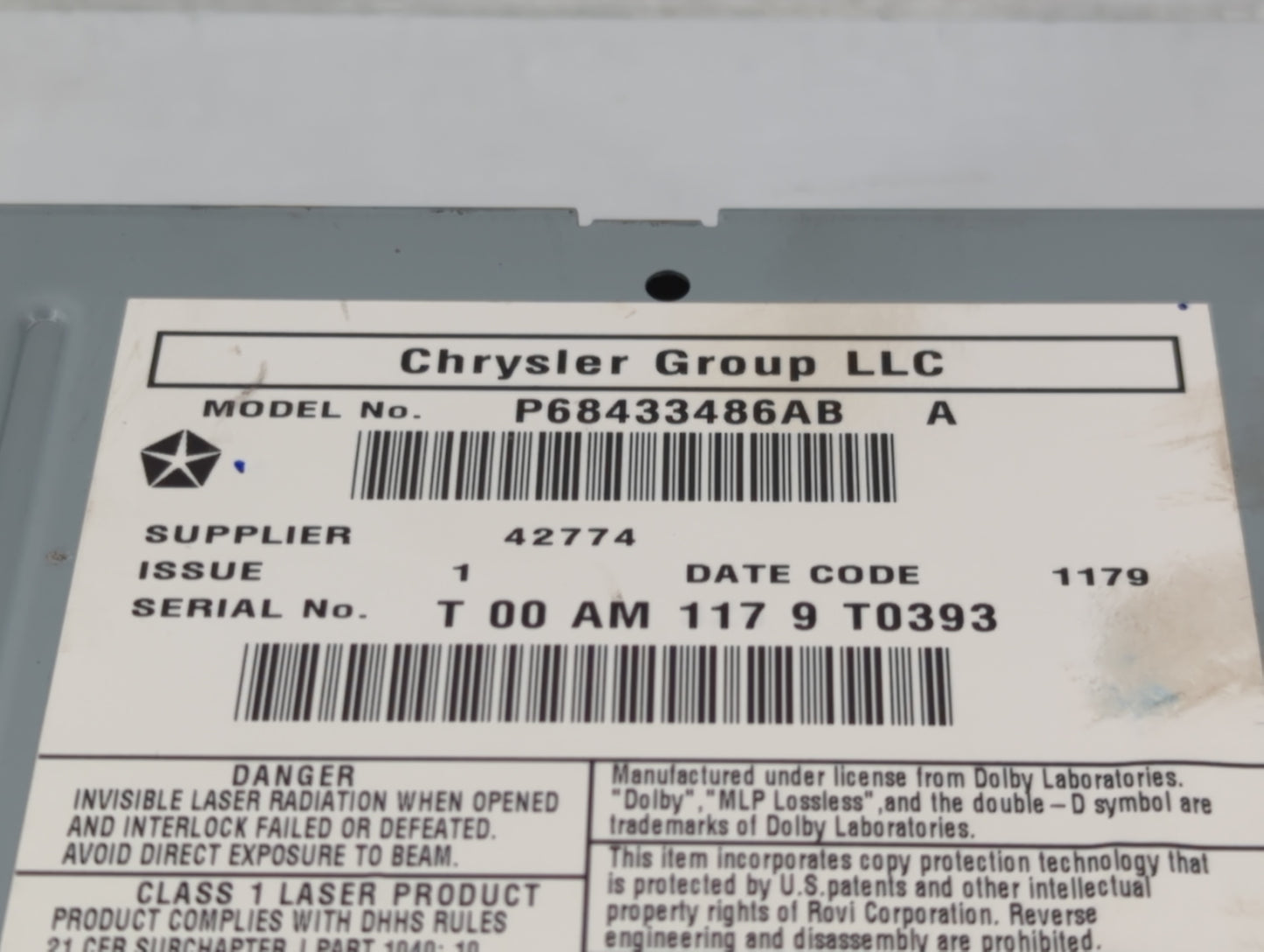 2019 Dodge Caravan Radio AM FM Cd Player Receiver Replacement P/N:P68433486AB Fits Fits 2012 2013 2014 2015 2016 2017 2018 2