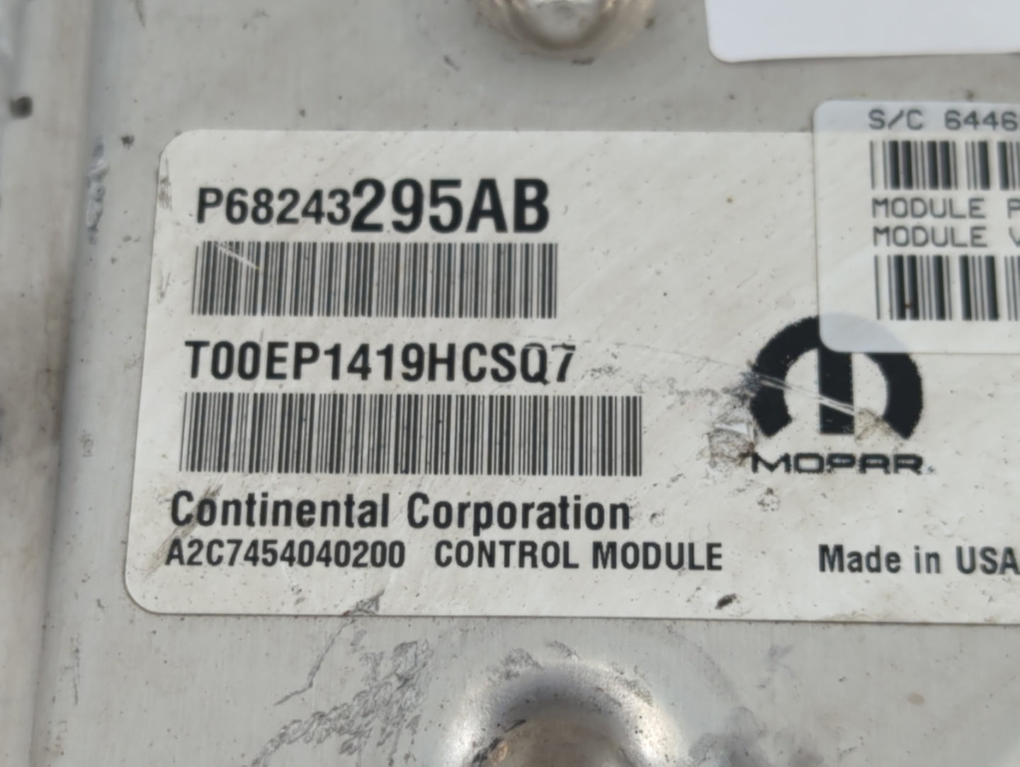 2019 Dodge Caravan PCM Engine Control Computer ECU ECM PCU OEM P/N:P68243295AB Fits Fits 2016 2017 2018 2020 OEM Used Auto P