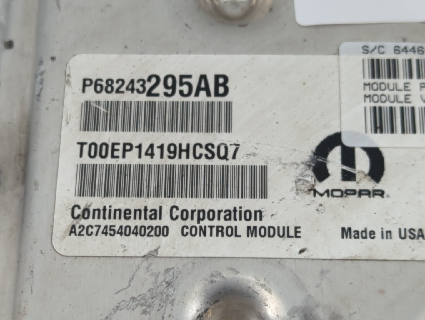 2019 Dodge Caravan PCM Engine Control Computer ECU ECM PCU OEM P/N:P68243295AB Fits Fits 2016 2017 2018 2020 OEM Used Auto P