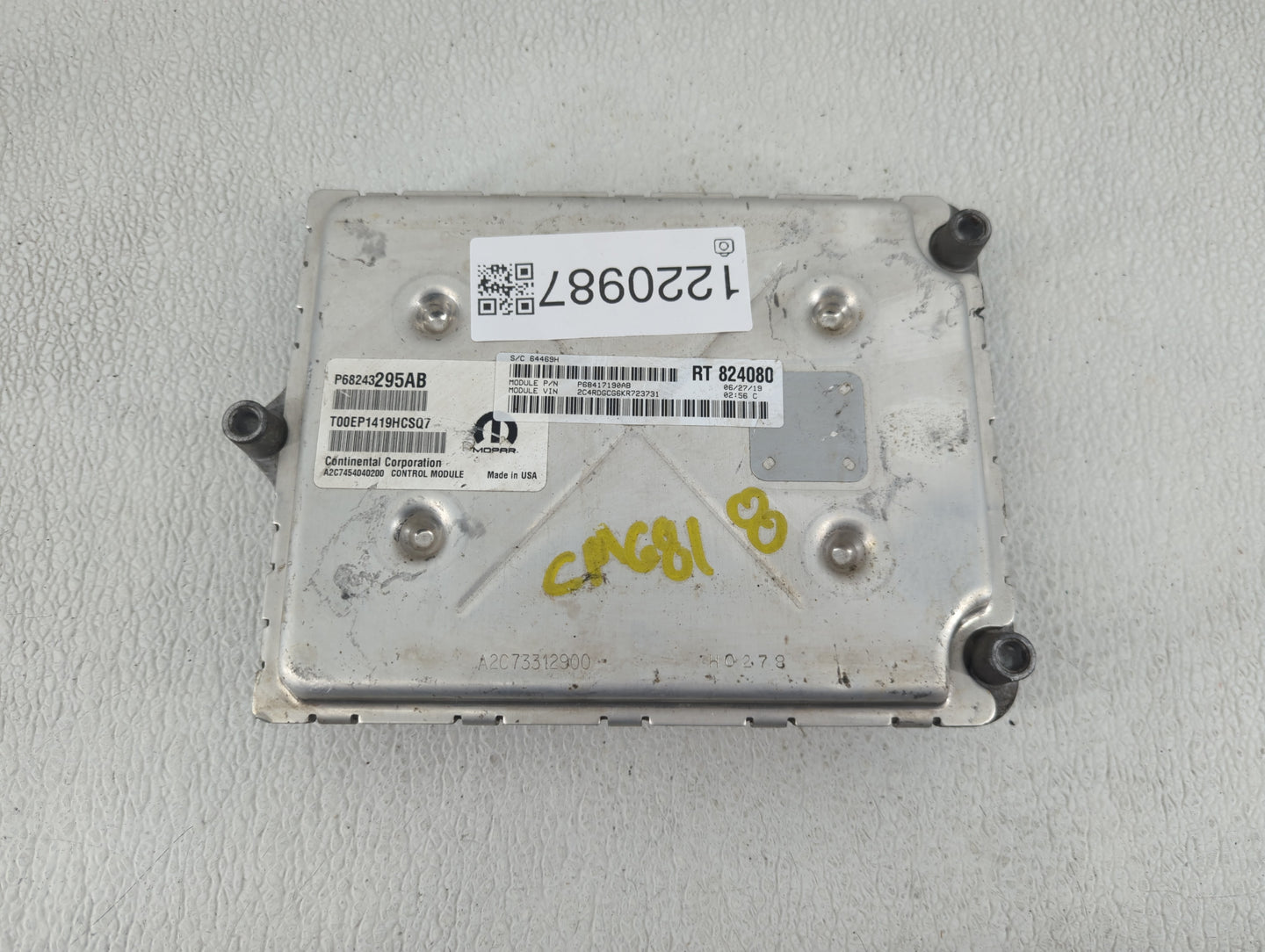 2019 Dodge Caravan PCM Engine Control Computer ECU ECM PCU OEM P/N:P68243295AB Fits Fits 2016 2017 2018 2020 OEM Used Auto P