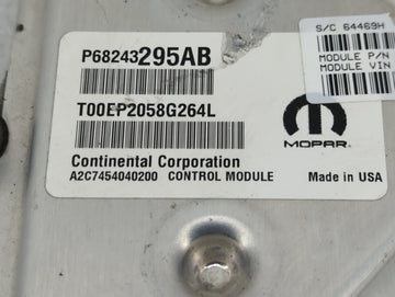 2019 Dodge Caravan PCM Engine Control Computer ECU ECM PCU OEM P/N:P68417190AA P68243295AB Fits Fits 2016 2017 2018 2020 OEM Used Auto Parts
