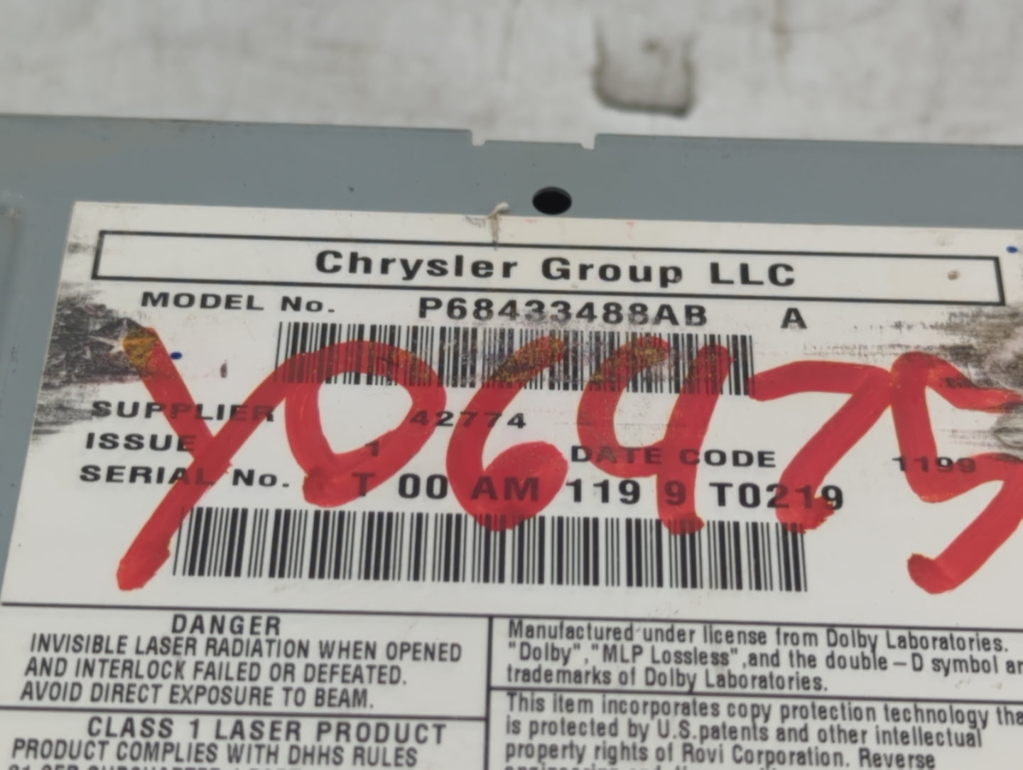2019 Dodge Caravan Radio AM FM Cd Player Receiver Replacement P/N:P68433488AB Fits Fits 2012 2013 2014 2015 2016 2017 2018 2