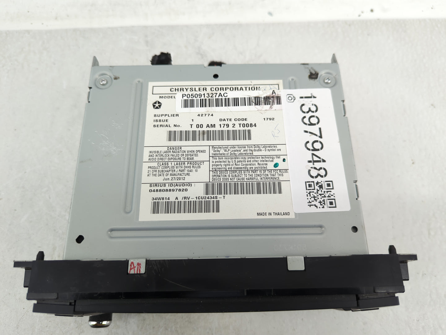 2019 Dodge Caravan Radio AM FM Cd Player Receiver Replacement P/N:05091327AC Fits Fits 2012 2013 2014 2015 2016 2017 2018 20