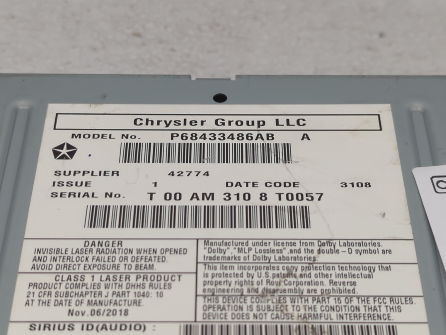 2019 Dodge Caravan Radio AM FM Cd Player Receiver Replacement P/N:P68433486AB Fits Fits 2012 2013 2014 2015 2016 2017 2018 2