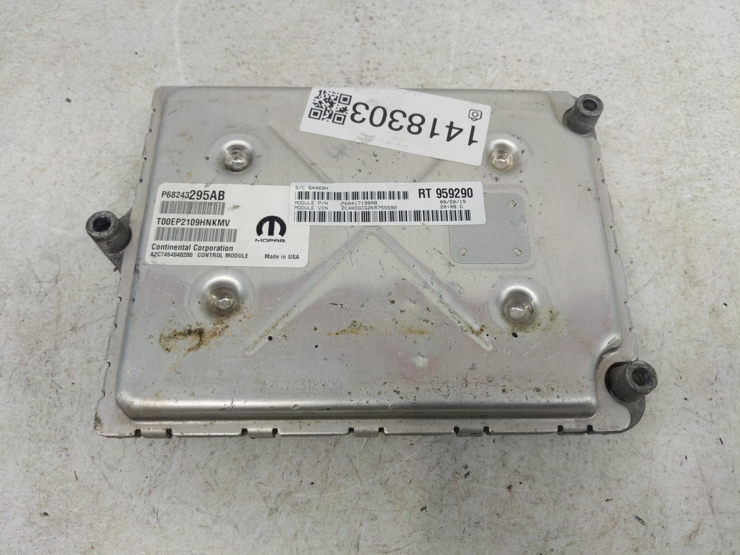 2019 Dodge Caravan PCM Engine Control Computer ECU ECM PCU OEM P/N:P68243295AB Fits Fits 2016 2017 2018 2020 OEM Used Auto P