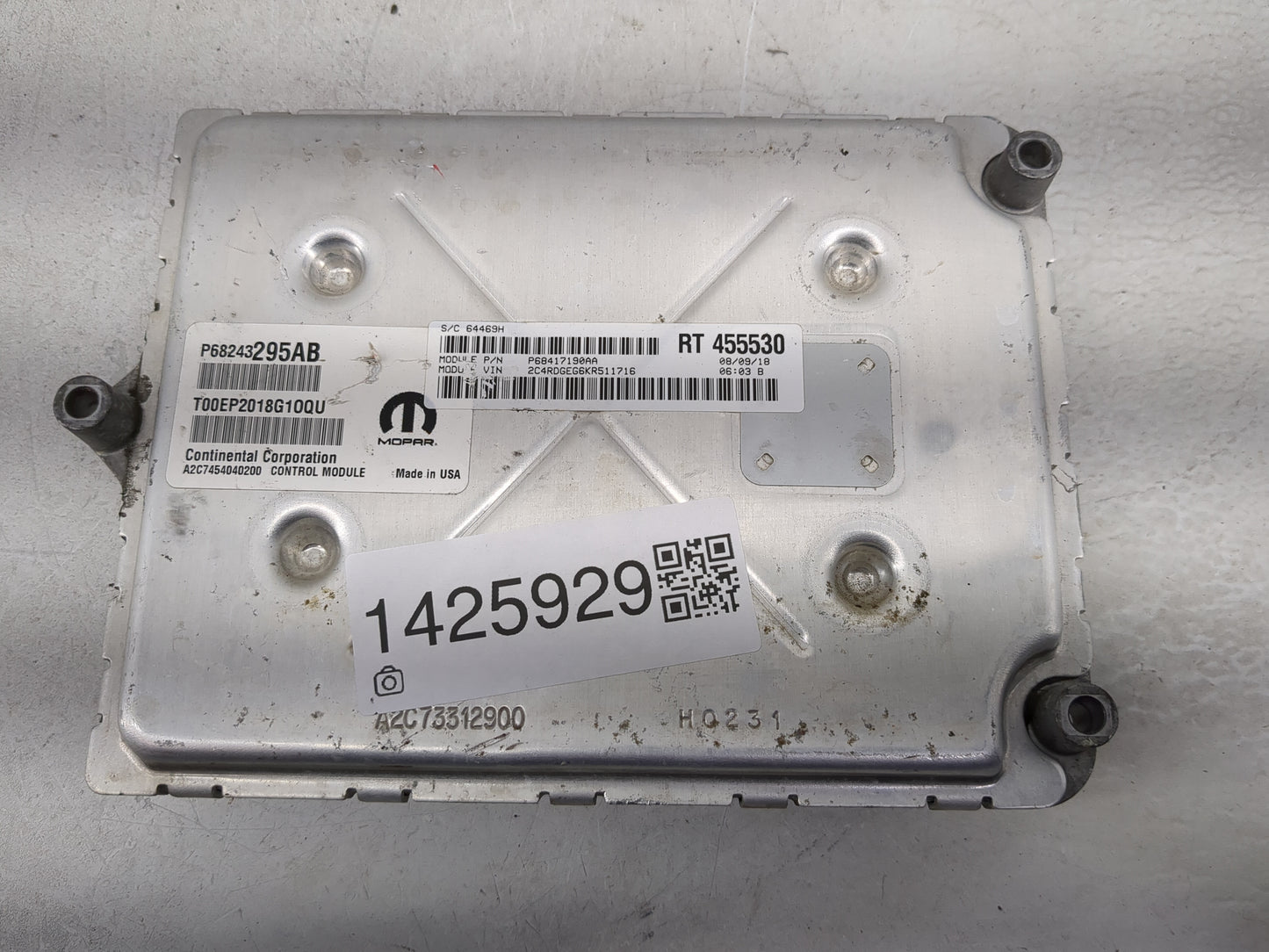2019 Dodge Caravan PCM Engine Control Computer ECU ECM PCU OEM P/N:68243295AB Fits Fits 2016 2017 2018 2020 OEM Used Auto Pa