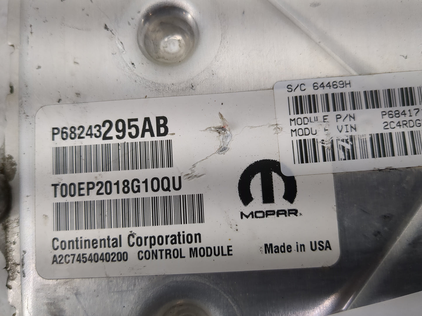2019 Dodge Caravan PCM Engine Control Computer ECU ECM PCU OEM P/N:68243295AB Fits Fits 2016 2017 2018 2020 OEM Used Auto Pa