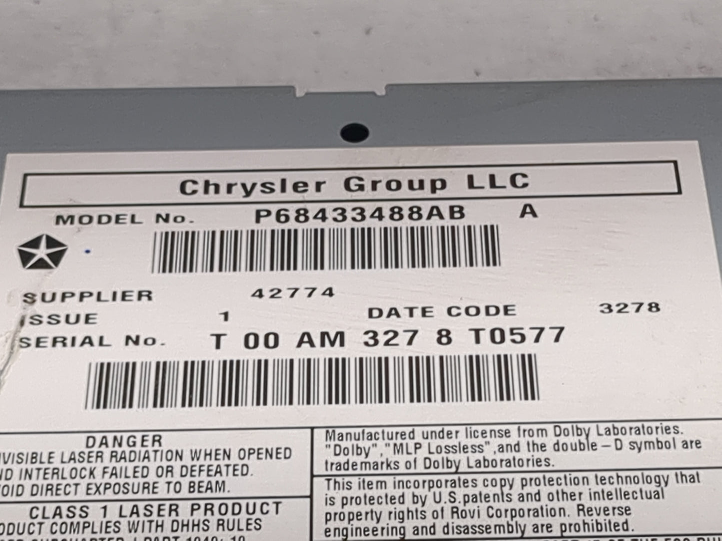 2019 Dodge Caravan Radio AM FM Cd Player Receiver Replacement P/N:P68433488AB Fits Fits 2012 2013 2014 2015 2016 2017 2018 2