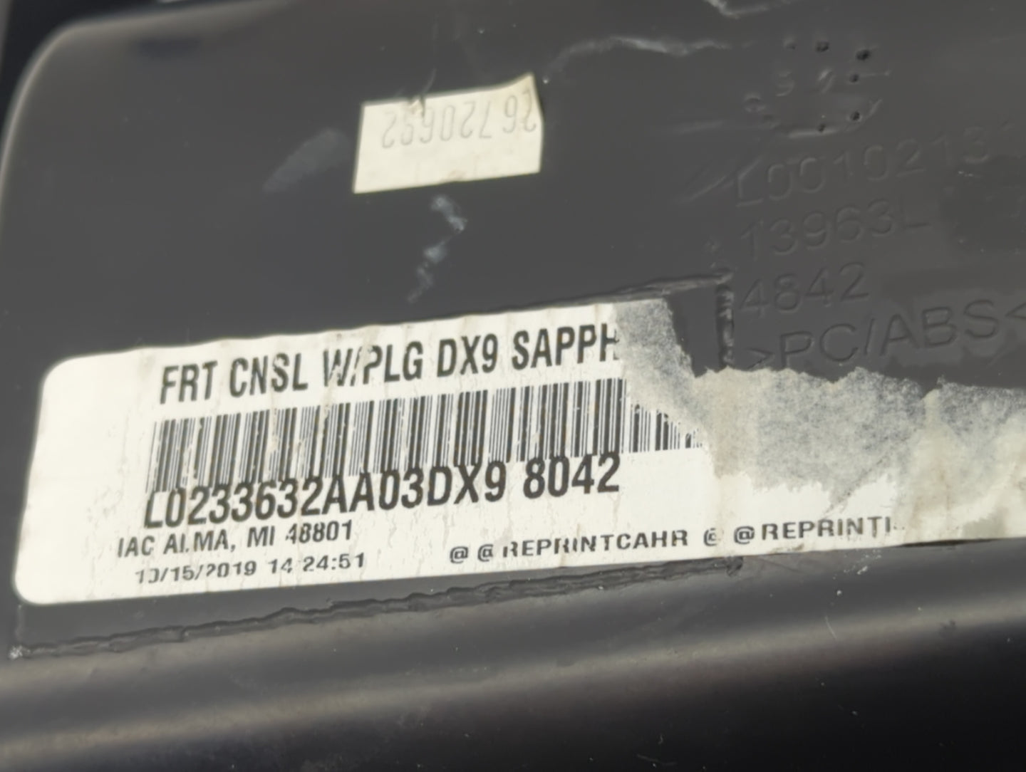 2019 Dodge Caravan Overhead Roof Console Black - Oemusedautoparts1.com