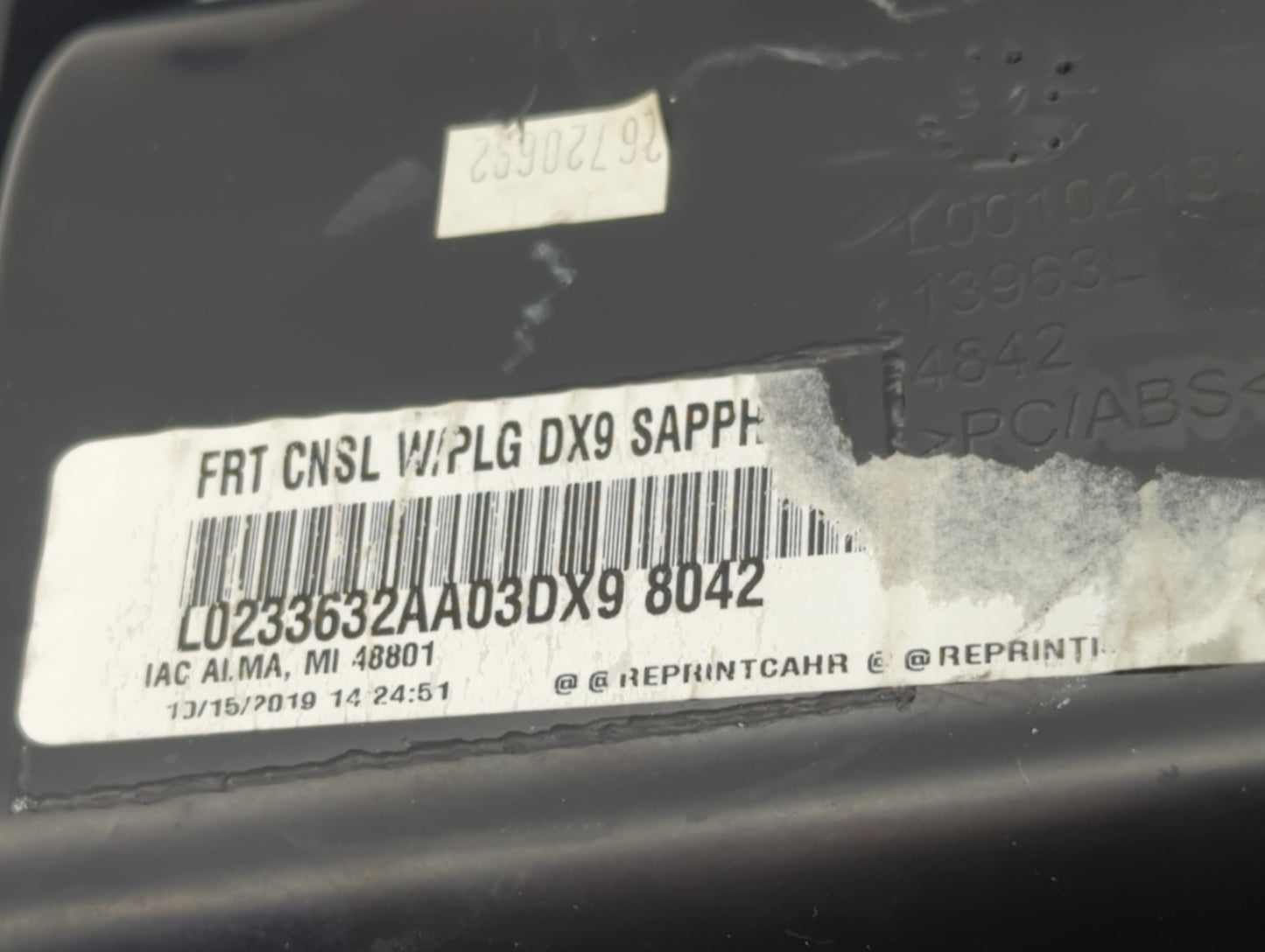 2019 Dodge Caravan Overhead Roof Console Black - Oemusedautoparts1.com