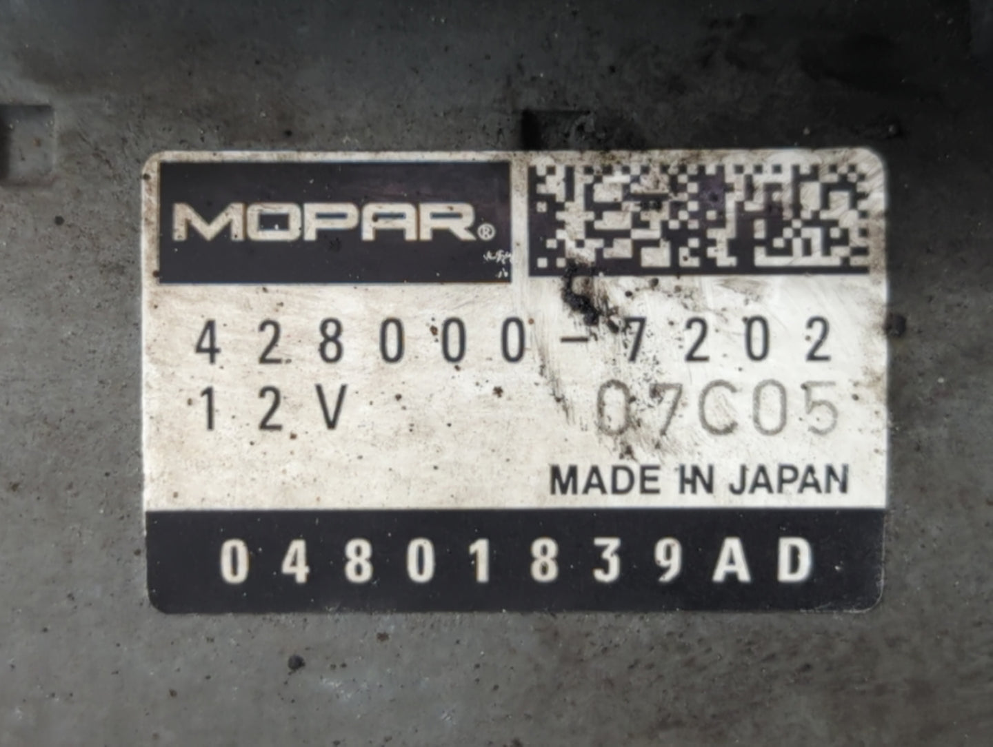 2019 Dodge Caravan Car Starter Motor Solenoid OEM P/N:04801839AD 428000-7202 Fits OEM Used Auto Parts - Oemusedautoparts1.co
