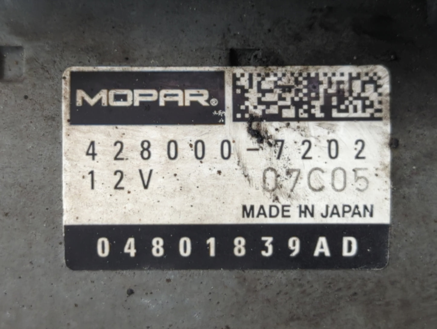 2019 Dodge Caravan Car Starter Motor Solenoid OEM P/N:04801839AD 428000-7202 Fits OEM Used Auto Parts - Oemusedautoparts1.co