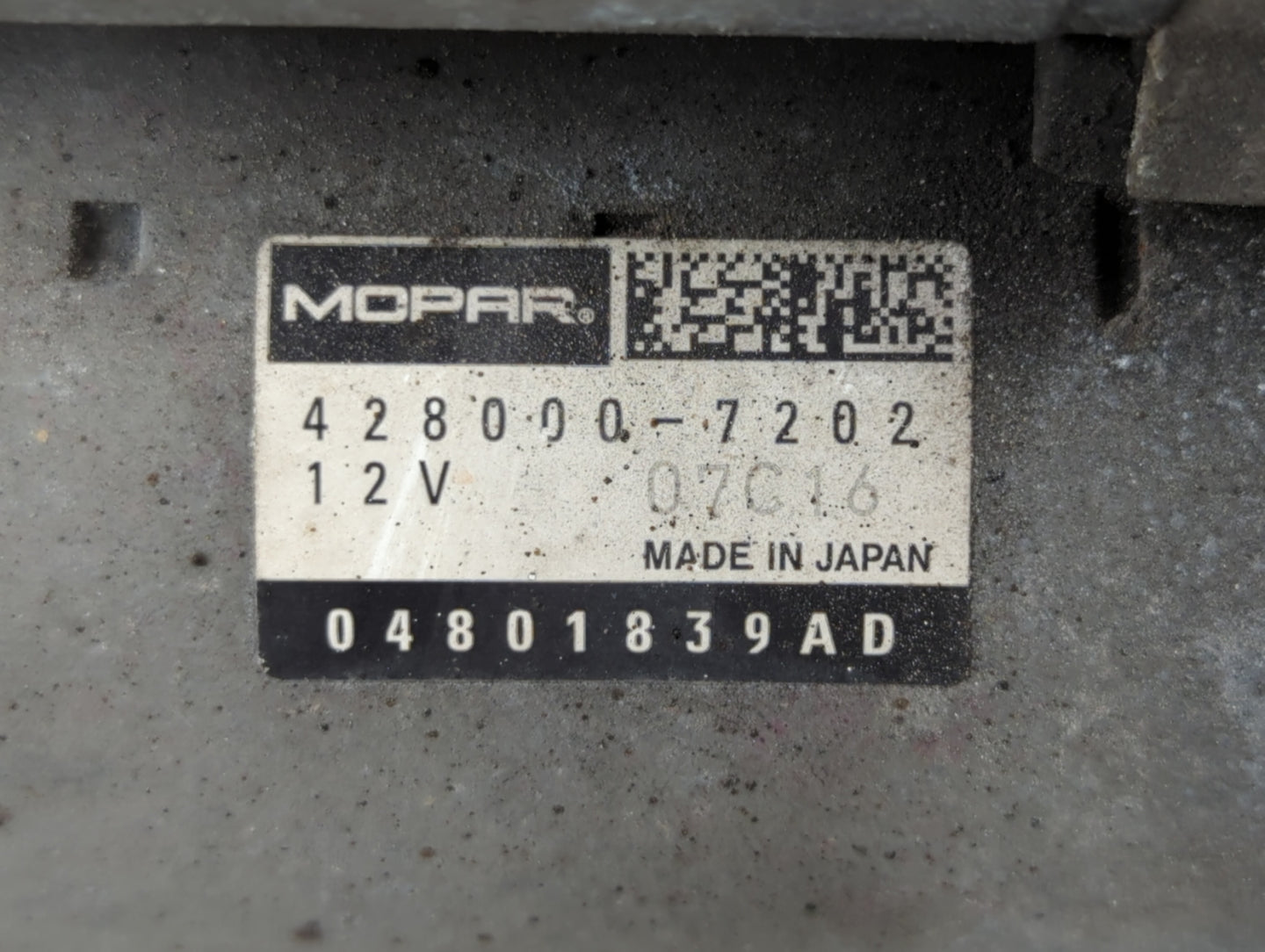 2019 Dodge Caravan Car Starter Motor Solenoid OEM P/N:04801839AD 428000-7202 Fits OEM Used Auto Parts - Oemusedautoparts1.co