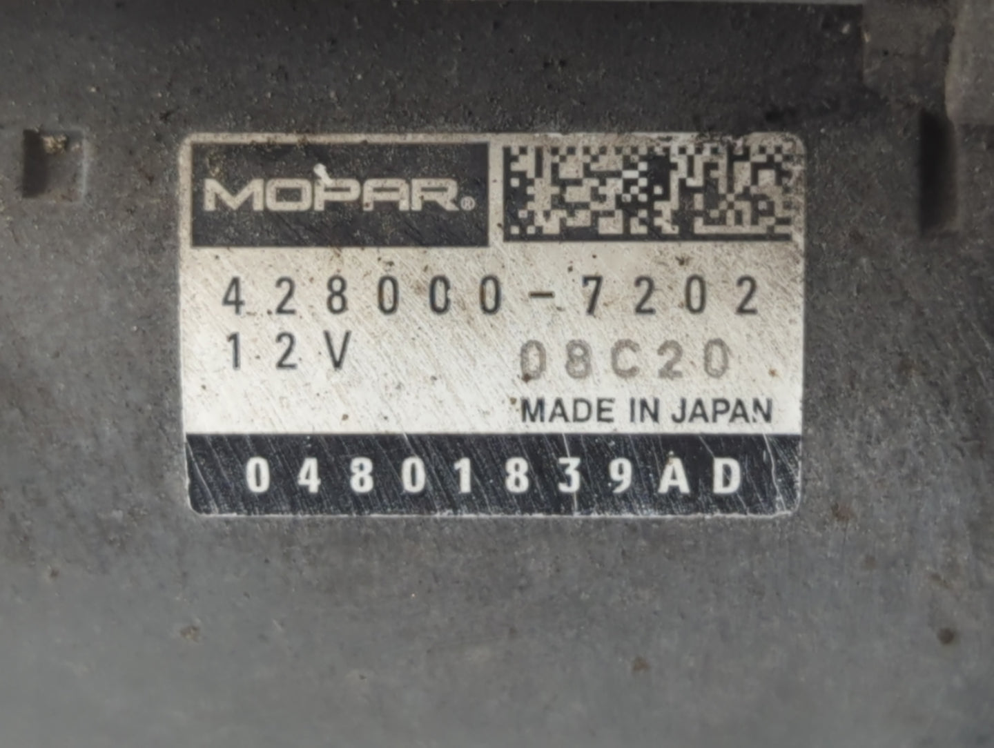 2019 Dodge Caravan Car Starter Motor Solenoid OEM P/N:04801839AD 428000-7202 Fits OEM Used Auto Parts - Oemusedautoparts1.co