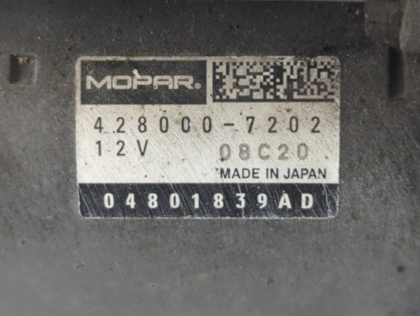2019 Dodge Caravan Car Starter Motor Solenoid OEM P/N:04801839AD 428000-7202 Fits OEM Used Auto Parts - Oemusedautoparts1.co