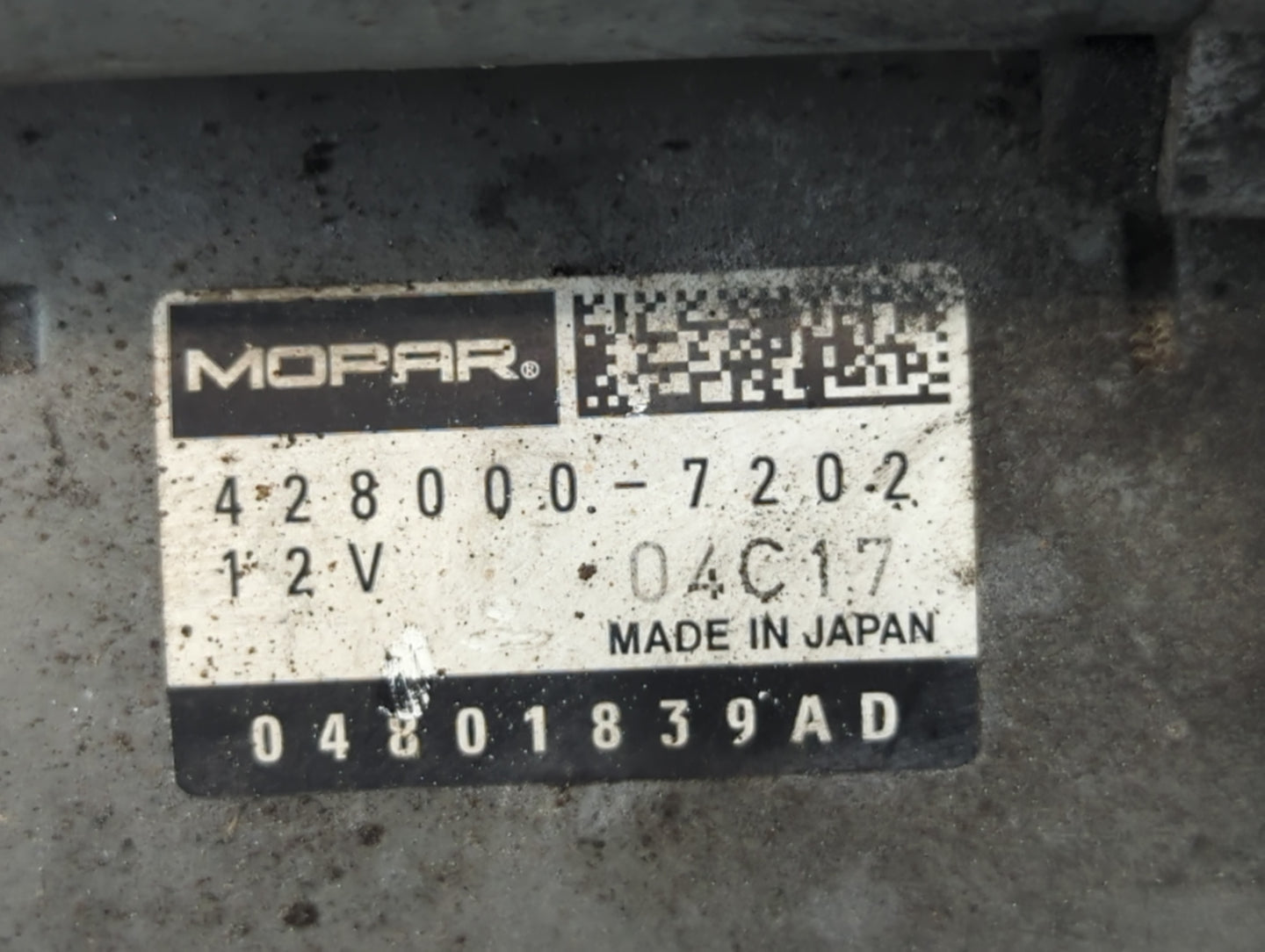 2019 Dodge Caravan Car Starter Motor Solenoid OEM P/N:04801839AD 428000-7202 Fits OEM Used Auto Parts - Oemusedautoparts1.co