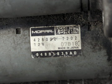 2019 Dodge Caravan Car Starter Motor Solenoid OEM P/N:04801839AD 428000-7202 Fits OEM Used Auto Parts