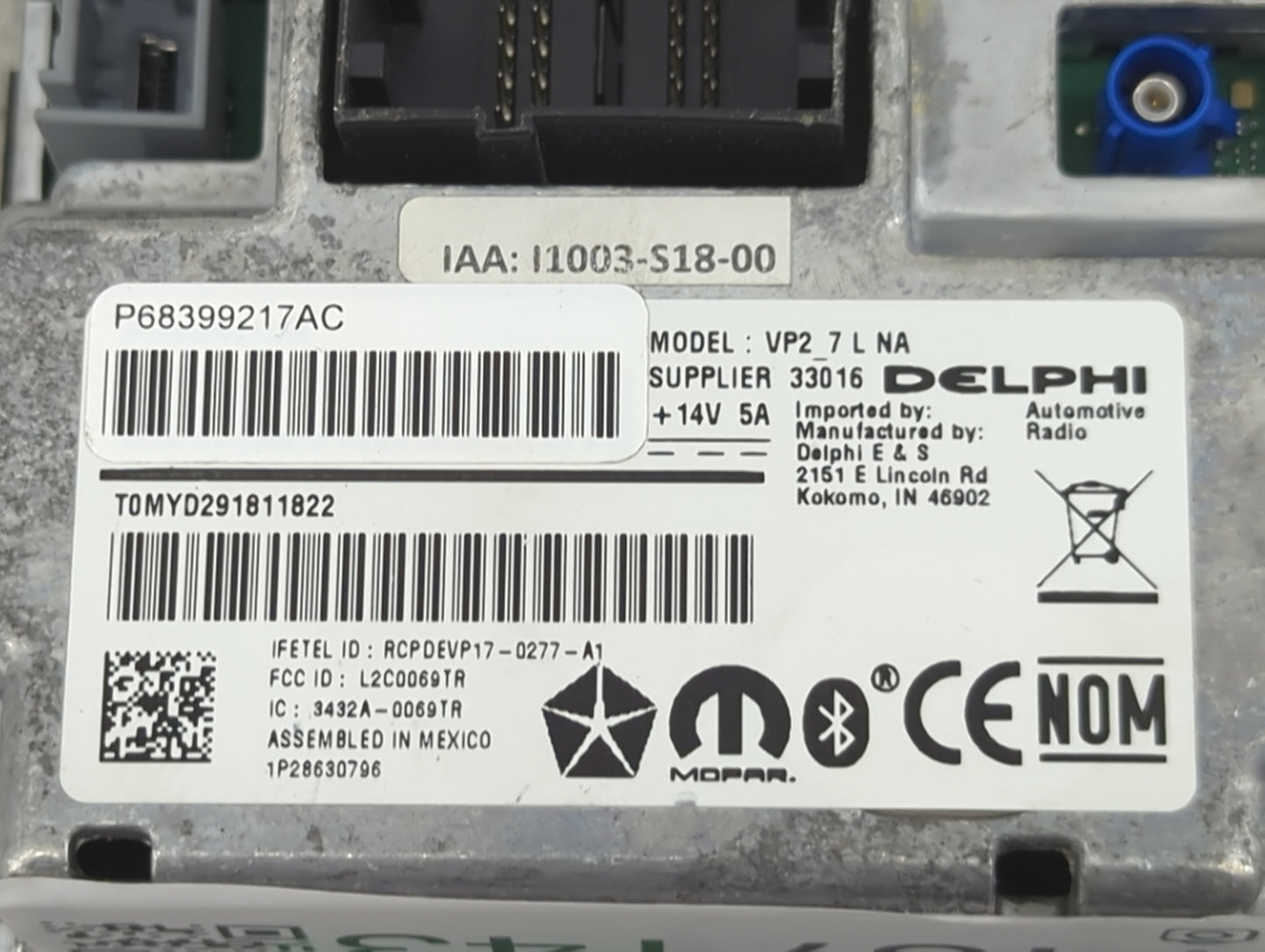 2019 Dodge Challenger Radio AM FM Cd Player Receiver Replacement P/N:P68399217AC VP2_7 L NA, L2C0069TR, 3432A-0069TR Fits OE