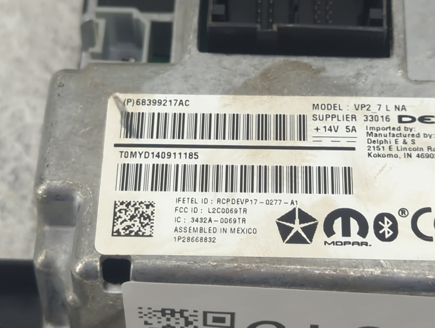 2018-2019 Dodge Charger Radio AM FM Cd Player Receiver Replacement P/N:68399217AC VP2_7 L NA, L2C0069TR Fits Fits 2018 2019 