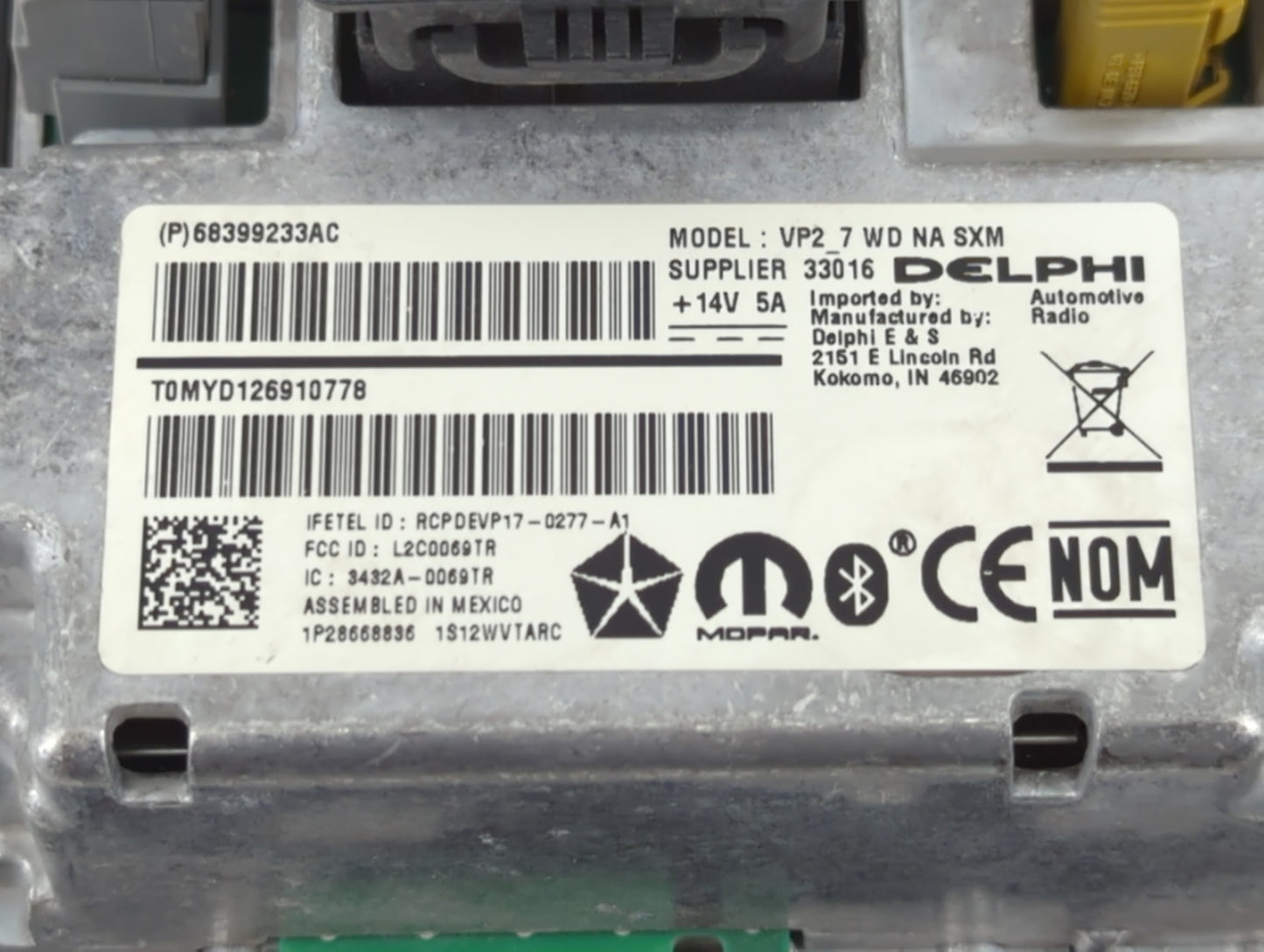 2019-2020 Dodge Durango Radio AM FM Cd Player Receiver Replacement P/N:68399233AC Fits Fits 2019 2020 OEM Used Auto Parts - 