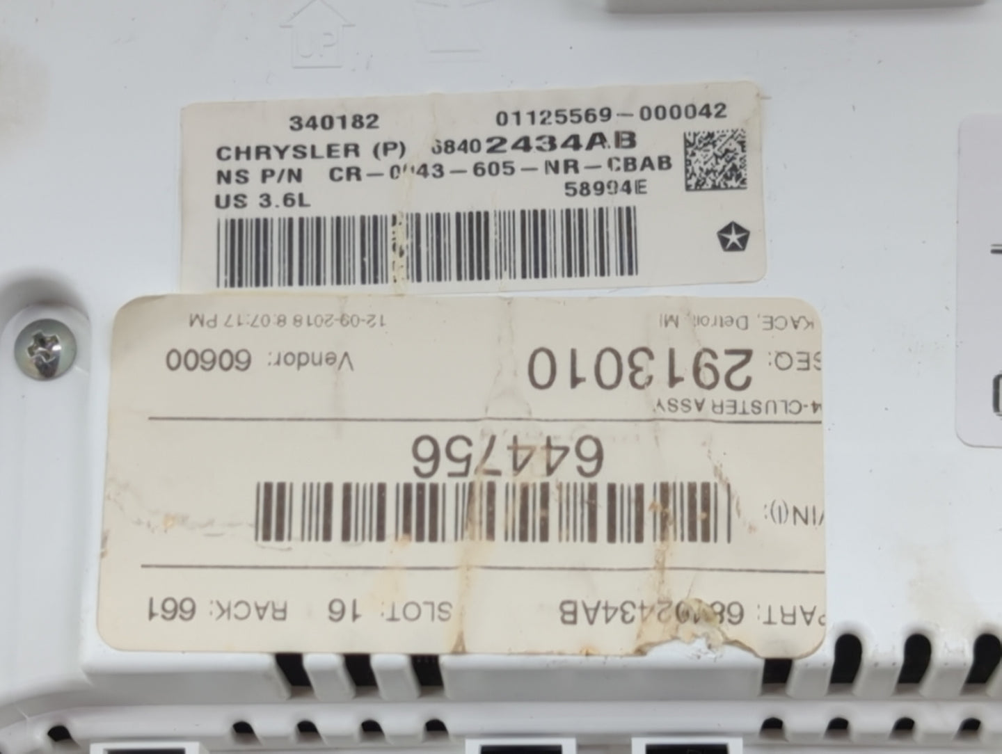 2019 Dodge Durango Instrument Cluster Speedometer Gauges P/N:68402434AB CR-0043-605-NR-CBAB Miles:146K Fits OEM Used Auto Pa