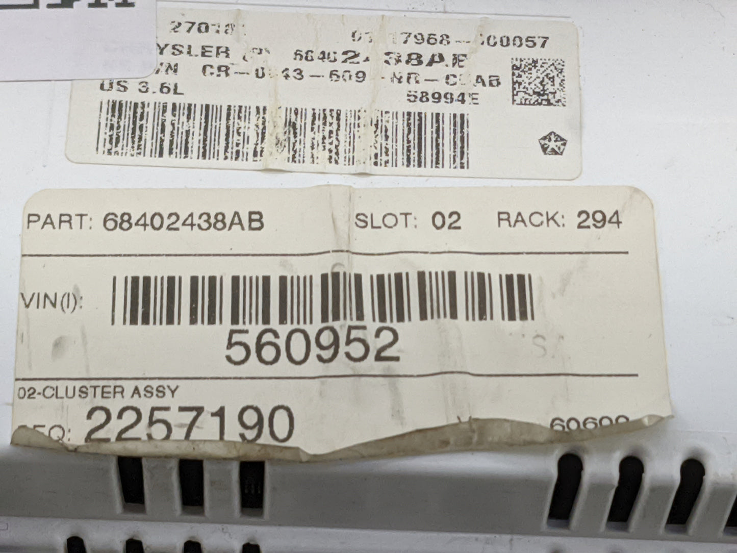 2019 Dodge Durango Instrument Cluster Speedometer Gauges P/N:68402438AB Miles:101K Fits OEM Used Auto Parts - Oemusedautopar