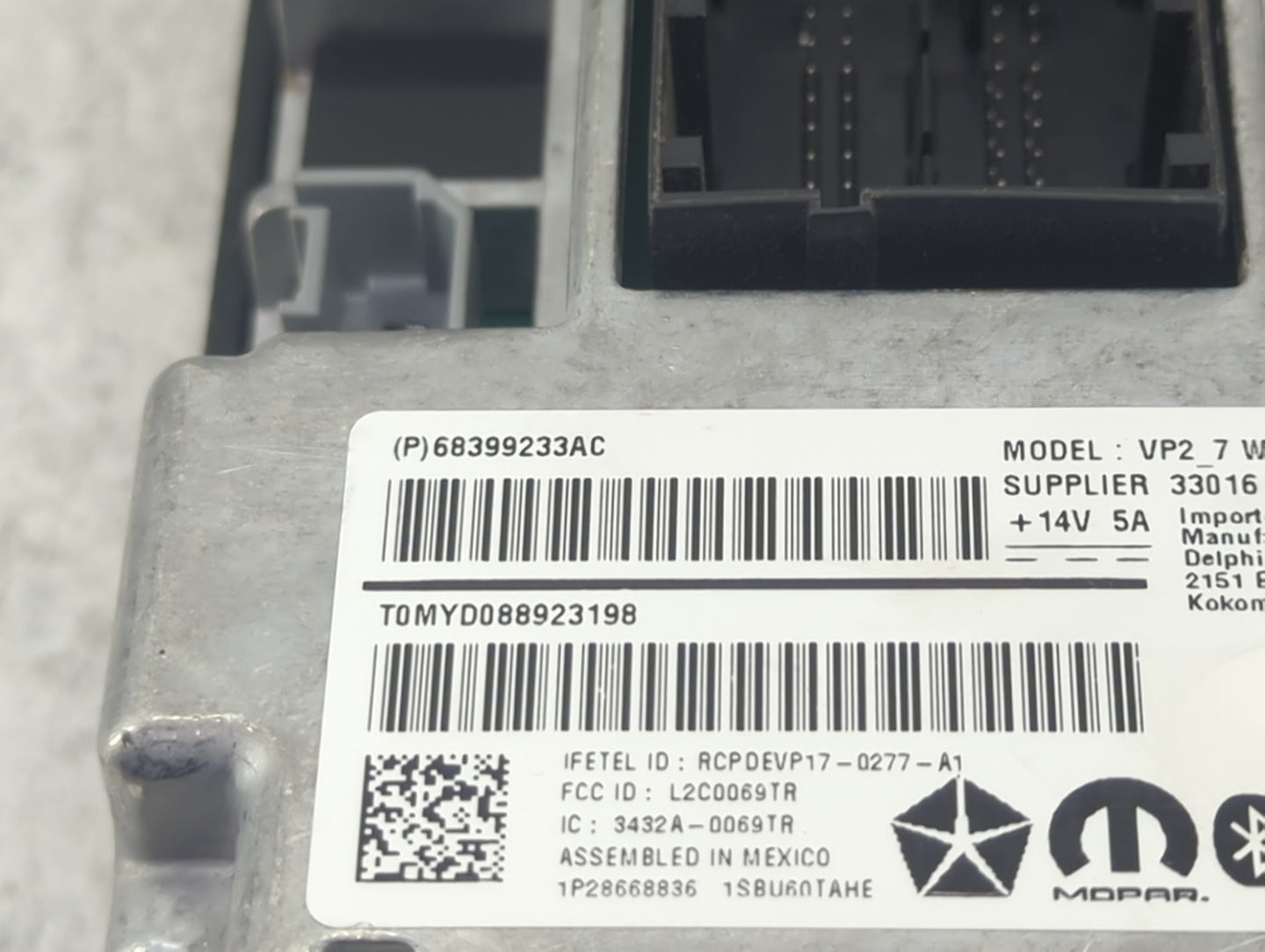 2019-2020 Dodge Durango Radio AM FM Cd Player Receiver Replacement P/N:68399233AC VP2_7, L2C0069TR Fits Fits 2019 2020 OEM U