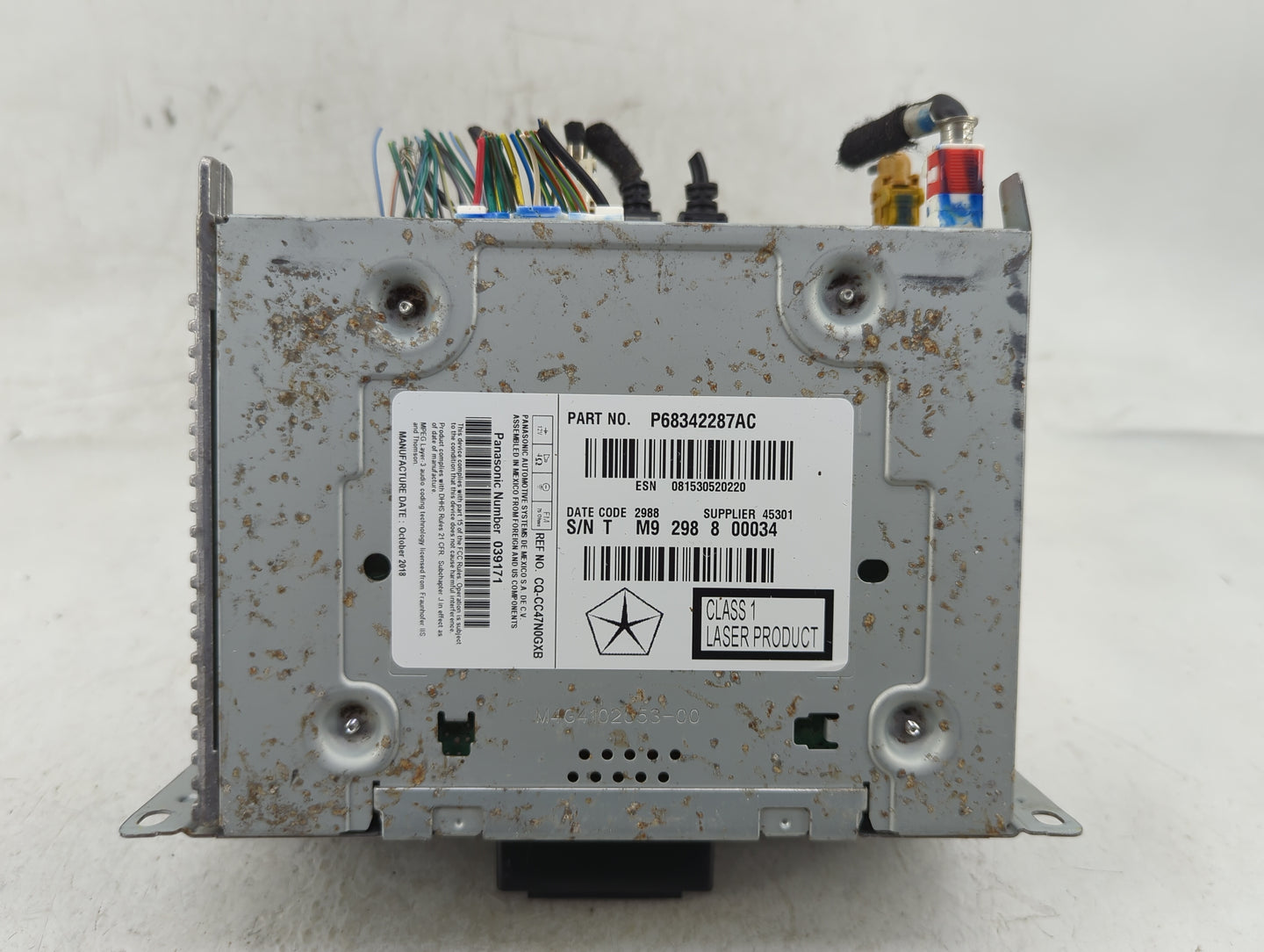 2018-2020 Dodge Journey Radio AM FM Cd Player Receiver Replacement P/N:P68342287AC Fits Fits 2018 2019 2020 OEM Used Auto Pa