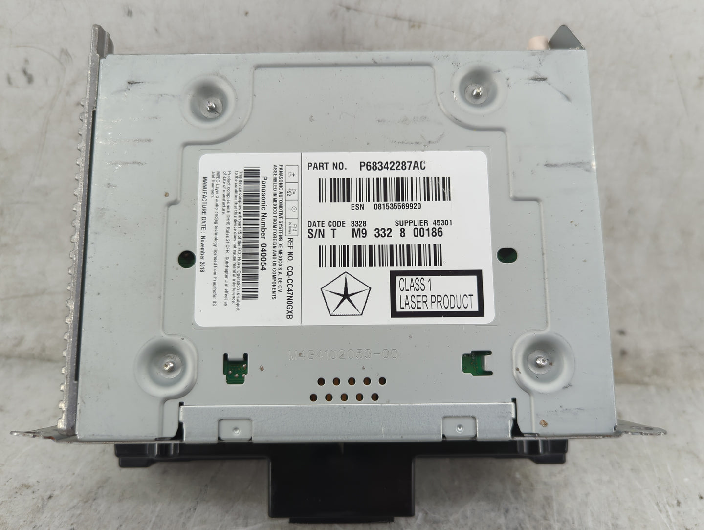 2018-2020 Dodge Journey Radio AM FM Cd Player Receiver Replacement P/N:P68342287AC CQ-CC47N0GXB Fits Fits 2018 2019 2020 OEM
