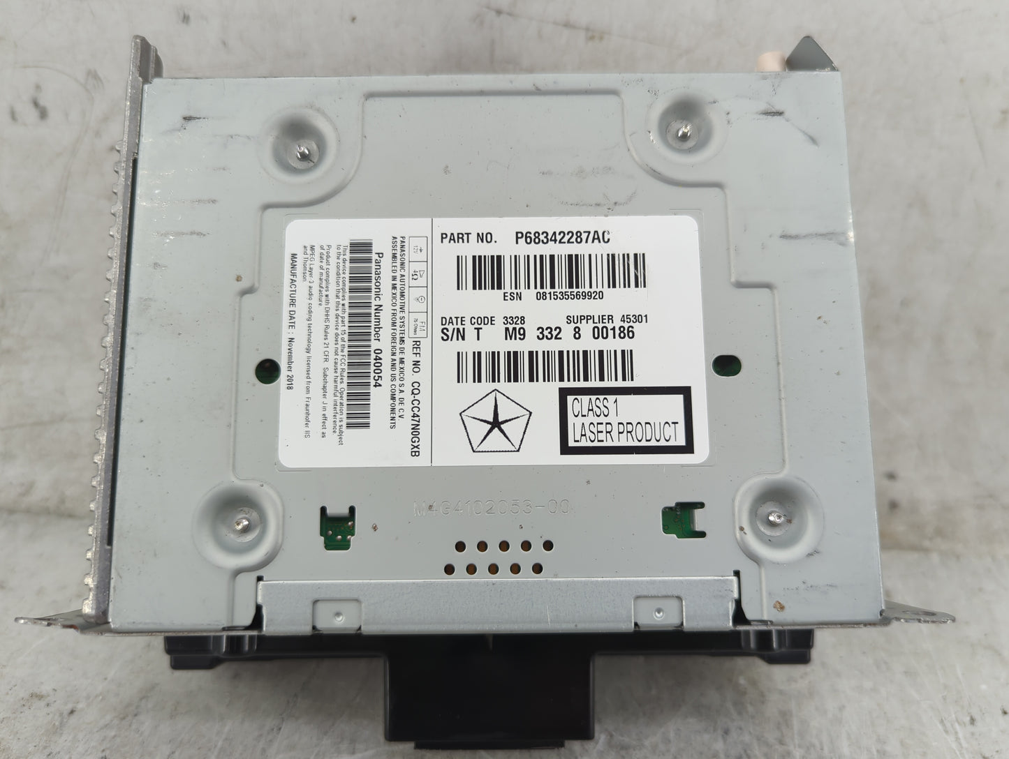 2018-2020 Dodge Journey Radio AM FM Cd Player Receiver Replacement P/N:P68342287AC CQ-CC47N0GXB Fits Fits 2018 2019 2020 OEM