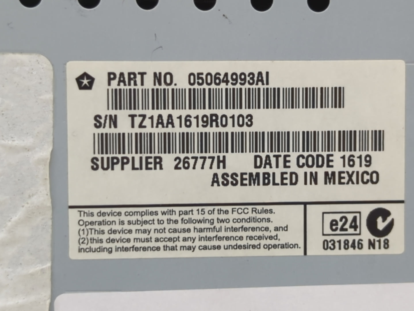 2019 Dodge Journey Information Display Screen - Oemusedautoparts1.com