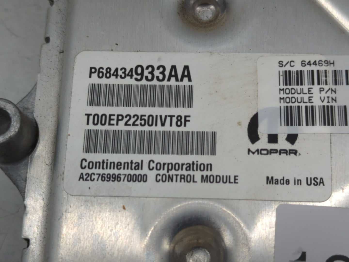 2019 Dodge Ram 1500 PCM Engine Control Computer ECU ECM PCU OEM P/N:68434933AA Fits OEM Used Auto Parts - Oemusedautoparts1.