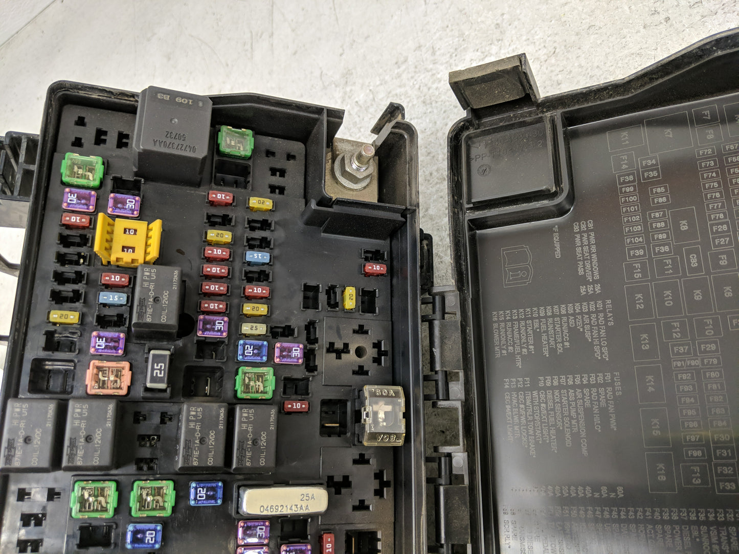 2019 Dodge Ram 1500 Fusebox Fuse Box Panel Relay Module P/N:68322373AD C Fits OEM Used Auto Parts - Oemusedautoparts1.com