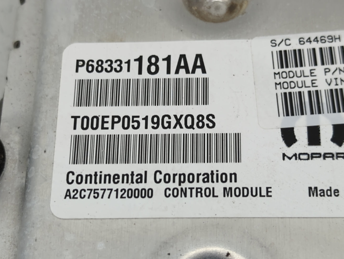 2019 Dodge Ram 1500 PCM Engine Control Computer ECU ECM PCU OEM P/N:68331181AA Fits OEM Used Auto Parts - Oemusedautoparts1.