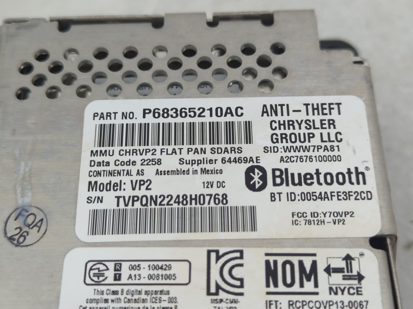 2019 Dodge Ram 1500 Radio AM FM Cd Player Receiver Replacement P/N:P68365210AC Fits Fits 2018 2020 OEM Used Auto Parts - Oem