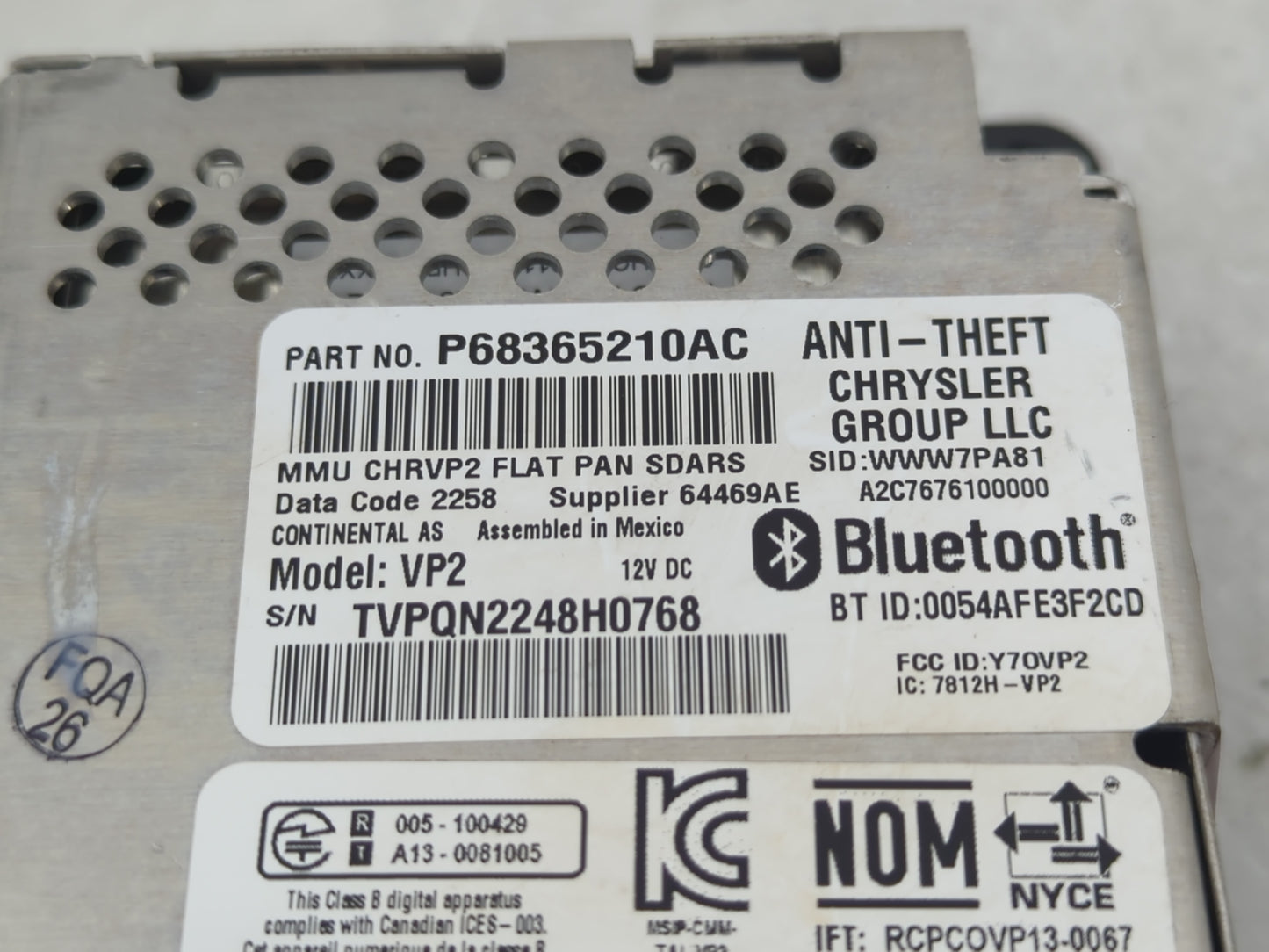 2019 Dodge Ram 1500 Radio AM FM Cd Player Receiver Replacement P/N:P68365210AC Fits Fits 2018 2020 OEM Used Auto Parts - Oem