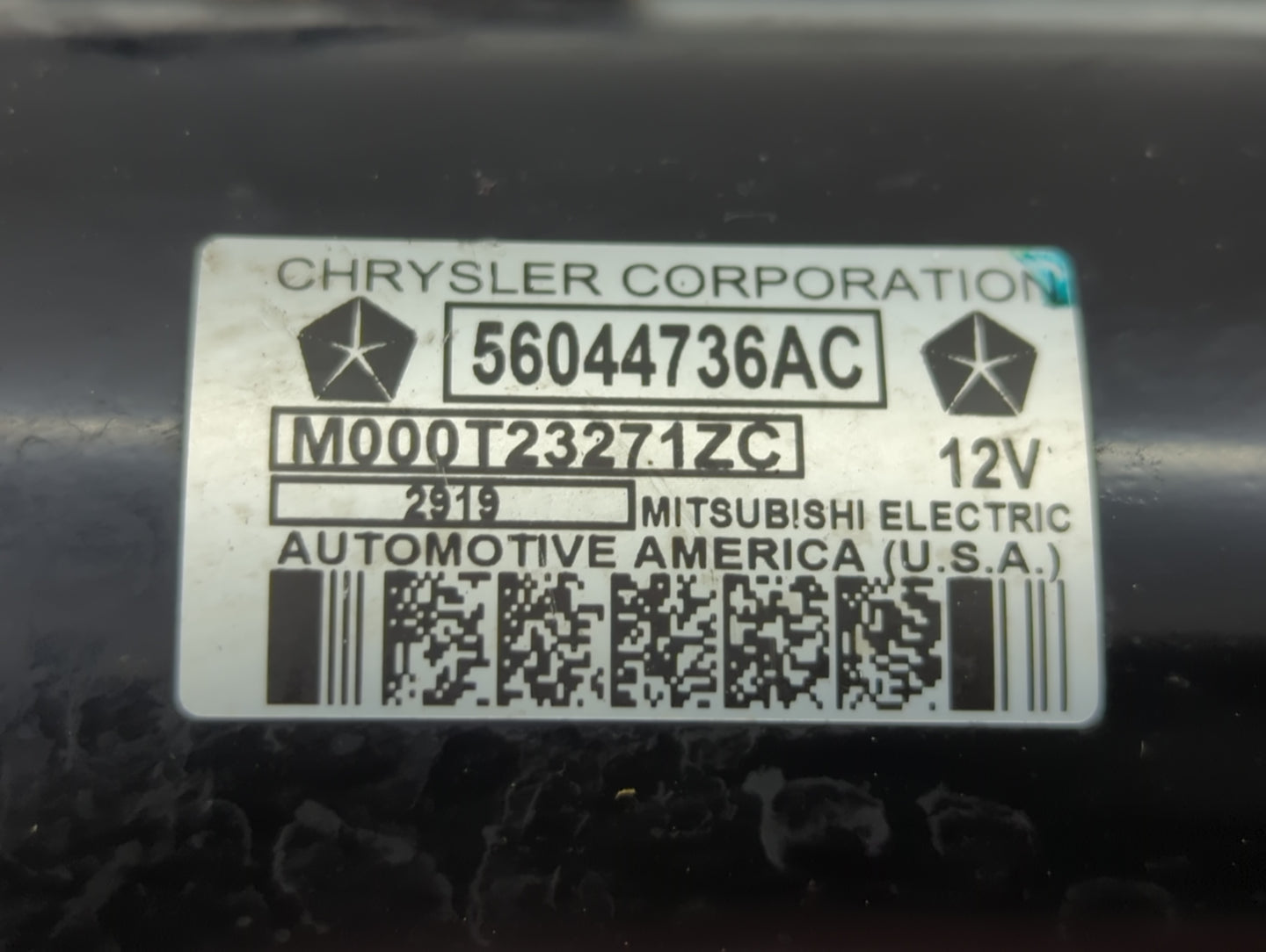 2019 Dodge Ram 1500 Car Starter Motor Solenoid OEM P/N:M000T2327ZC 56044736AC Fits OEM Used Auto Parts - Oemusedautoparts1.c