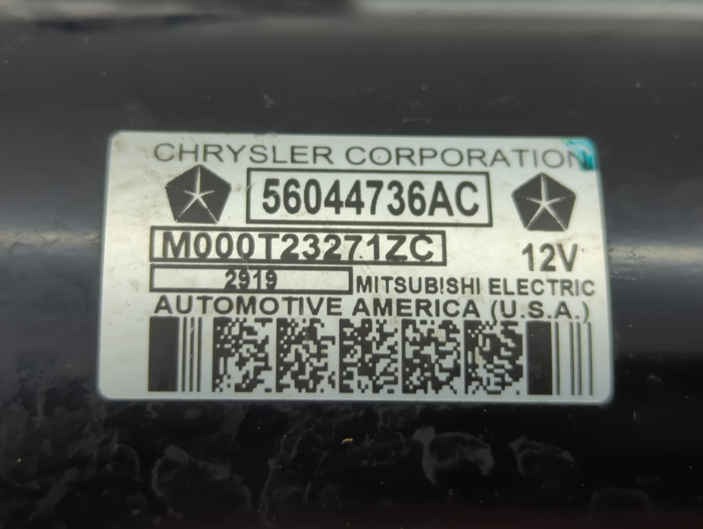2019 Dodge Ram 1500 Car Starter Motor Solenoid OEM P/N:M000T2327ZC 56044736AC Fits OEM Used Auto Parts - Oemusedautoparts1.c