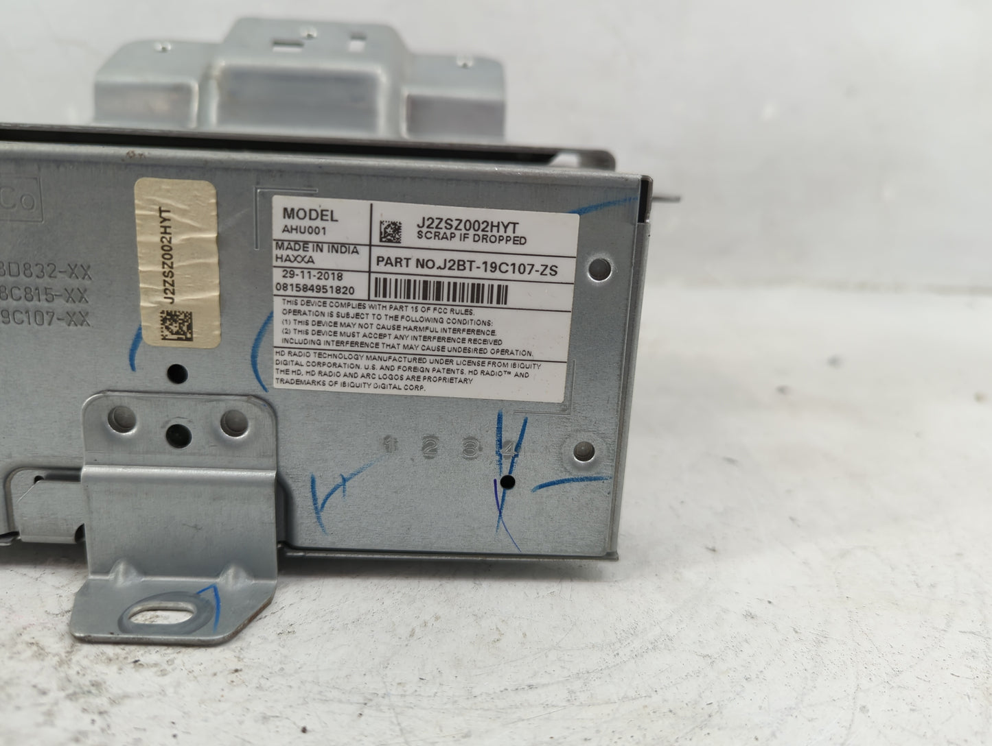 2018-2020 Ford Ecosport Radio AM FM Cd Player Receiver Replacement P/N:J2BT-19C107-ZS Fits Fits 2018 2019 2020 OEM Used Auto