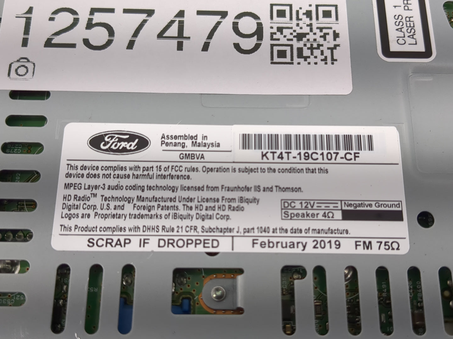 2019 Ford Edge Radio AM FM Cd Player Receiver Replacement P/N:KT4T-19C107-CF Fits OEM Used Auto Parts - Oemusedautoparts1.co